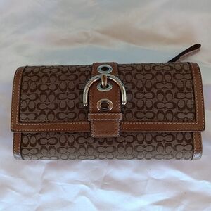 COACH khaki Soho mini Signature Checkbook Wallet